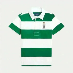 Ralph Lauren rugby polo green and white  size Medium 10/12